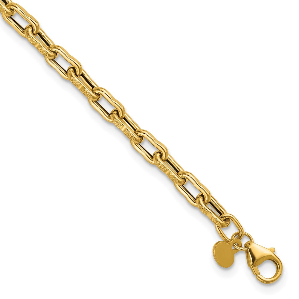 14K Polished Textured Fancy Link Bracelet
