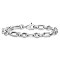 Load image into Gallery viewer, 14K White Gold Polished Fancy Link Bracelet
