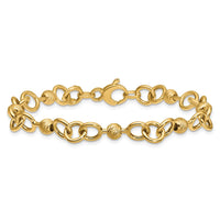 Load image into Gallery viewer, 14K Polished and Circles with D/C Beads Fancy Bracelet
