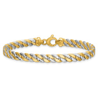 Load image into Gallery viewer, 14K Two-tone Polished and D/C Fancy Link Bracelet
