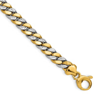 Load image into Gallery viewer, 14K Two-tone Polished and D/C Fancy Link Bracelet
