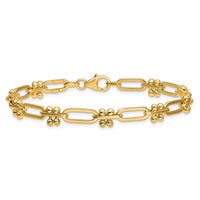 Load image into Gallery viewer, 14K Polished and Beaded Fancy Paperclip Bracelet
