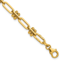 Load image into Gallery viewer, 14K Polished and Beaded Fancy Paperclip Bracelet
