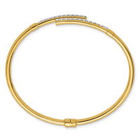 Load image into Gallery viewer, 14K w/White Rhodium Polished Bypass Hinged Cuff Bangle
