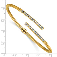 Load image into Gallery viewer, 14K w/White Rhodium Polished Bypass Hinged Cuff Bangle
