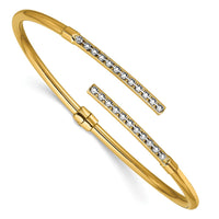 Load image into Gallery viewer, 14K w/White Rhodium Polished Bypass Hinged Cuff Bangle
