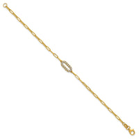 Load image into Gallery viewer, 14K w/White Rhodium  Polished Paperclip Fancy Bracelet
