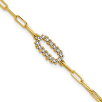 Load image into Gallery viewer, 14K w/White Rhodium  Polished Paperclip Fancy Bracelet
