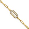 14K w/White Rhodium  Polished Paperclip Fancy Bracelet