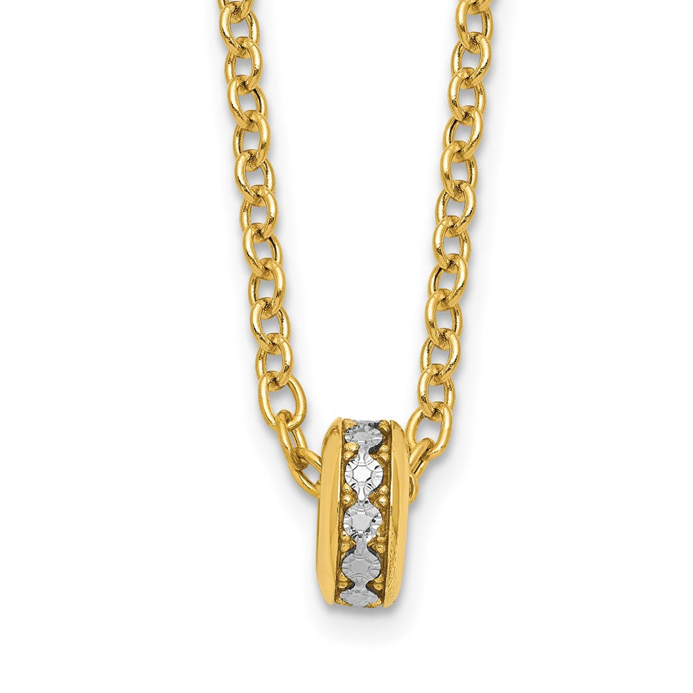 14K w/White Rhodium Polished Circle Pendant Necklace