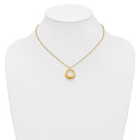 Load image into Gallery viewer, 14K Polished and Brushed Circle Pendant w/2in Ext. Necklace
