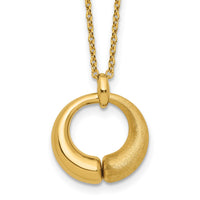 Load image into Gallery viewer, 14K Polished and Brushed Circle Pendant w/2in Ext. Necklace
