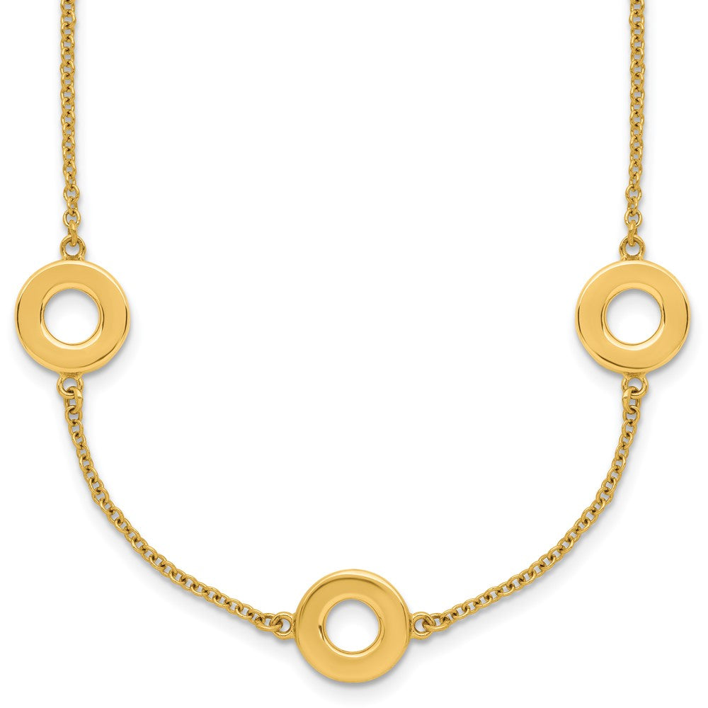 14K Polished Circle Station with 2in Ext. Necklace