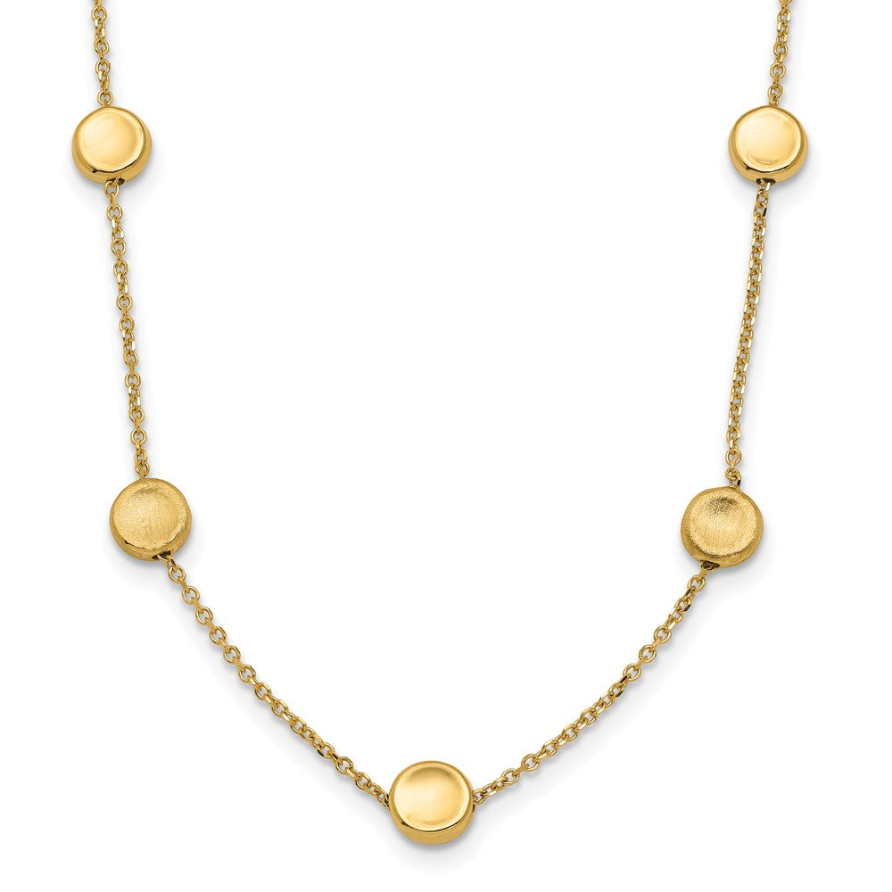 14K Polished and Satin Beaded Necklace