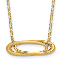 Load image into Gallery viewer, 14K Polished and Brushed 2-Strand Fancy Oval w/2in Ext. Necklace
