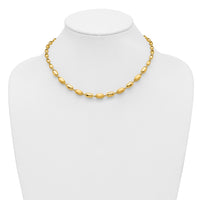 Load image into Gallery viewer, 14K Polished and Brushed Oval Beaded Link Necklace
