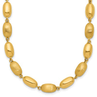 Load image into Gallery viewer, 14K Polished and Brushed Oval Beaded Link Necklace
