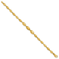 Load image into Gallery viewer, 14K Polished and Brushed Oval Beaded Link Bracelet

