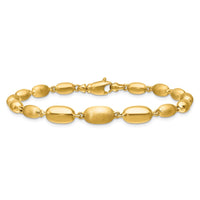 Load image into Gallery viewer, 14K Polished and Brushed Oval Beaded Link Bracelet
