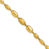 Load image into Gallery viewer, 14K Polished and Brushed Oval Beaded Link Bracelet
