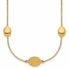 14K Polished Oval Textured w/.2in Ext. Fancy Necklace