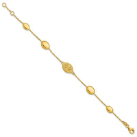 Load image into Gallery viewer, 14K Polished Oval Textured w/.5in Ext. Fancy Bracelet
