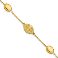 Load image into Gallery viewer, 14K Polished Oval Textured w/.5in Ext. Fancy Bracelet
