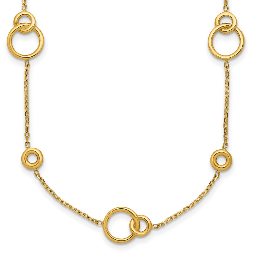 14K Polished Circle Station w/2in Ext. Necklace