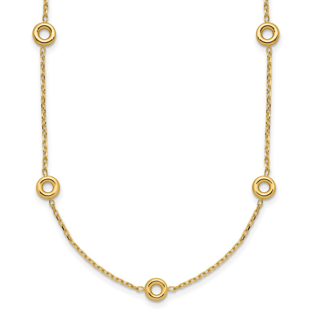14K Polished Circle Station w/2in Ext. Necklace