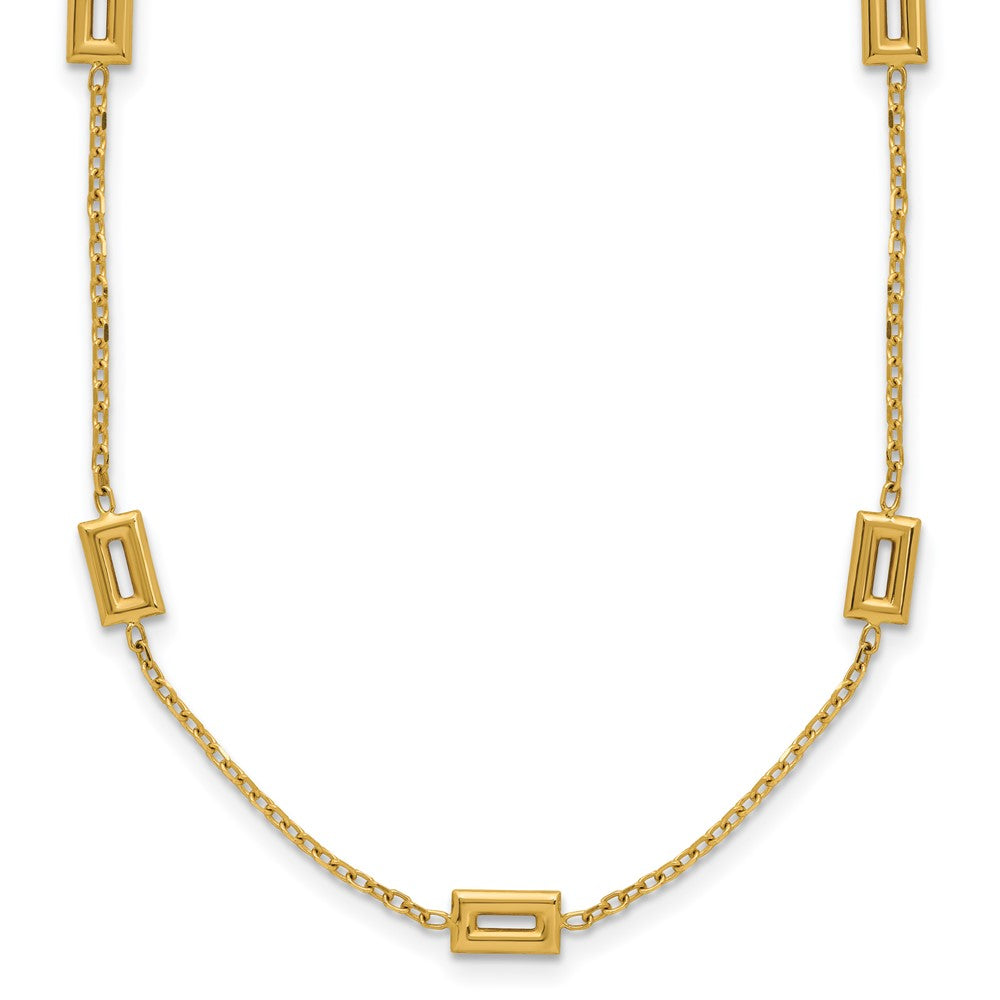 14K Polished Rectangle Station w/2in Ext. Necklace