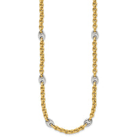 Load image into Gallery viewer, 14K Two-tone Polished Fancy Puffed Mariner Link Necklace
