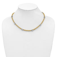 Load image into Gallery viewer, 14K Two-tone Polished Fancy Puffed Mariner Link Necklace
