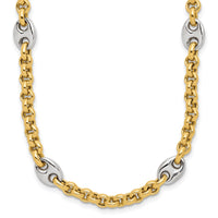Load image into Gallery viewer, 14K Two-tone Polished Fancy Puffed Mariner Link Necklace
