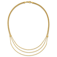 Load image into Gallery viewer, 14K Polished and Diamond-cut 3-strand Bar Necklace

