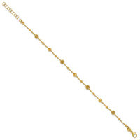 Load image into Gallery viewer, 14K Polished Dia-cut Beaded w/ 1in ext. Bracelet
