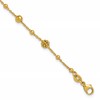 14K Polished Dia-cut Beaded w/ 1in ext. Bracelet