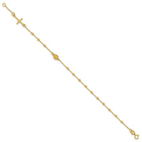 Load image into Gallery viewer, 14K Polished Beaded Cross w/.5in ext. Rosary Bracelet
