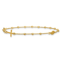 Load image into Gallery viewer, 14K Polished Beaded Cross w/.5in ext. Rosary Bracelet
