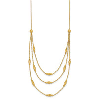 Load image into Gallery viewer, 14K Polished and Dia-cut Layered Beaded w/2in ext. Necklace
