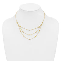Load image into Gallery viewer, 14K Polished and Dia-cut Layered Beaded w/2in ext. Necklace

