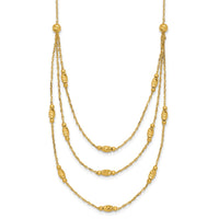 Load image into Gallery viewer, 14K Polished and Dia-cut Layered Beaded w/2in ext. Necklace
