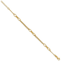 Load image into Gallery viewer, 14K Polished Fancy 2-Strand Oval Links w/1in ext. Bracelet
