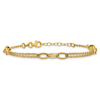 Load image into Gallery viewer, 14K Polished Fancy 2-Strand Oval Links w/1in ext. Bracelet
