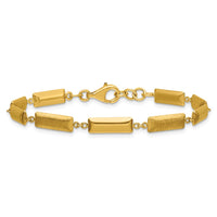 Load image into Gallery viewer, 14K Polished and Brushed Fancy Bar Links w/.5in ext. Bracelet
