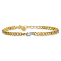 Load image into Gallery viewer, 14K Two-tone Polished / DC Fancy Link w/1in ext. Bracelet
