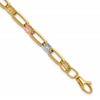 14K Tri-color Polished / DC Fancy Link w/1in ext. Bracelet