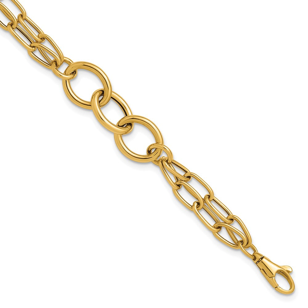 14K Polished Fancy 2-strand Link Bracelet