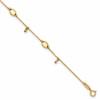 14K Oval and Bead Dangle 9 inch Plus 1 inch Extender - Total 10 inch Anklet