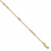 14K Two-tone Twist and Diamond-cut Oval 10 inch Plus 1 inch Extender - Total 11 inch Anklet