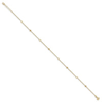 Load image into Gallery viewer, 14K Polished and D/C Heart w/1in ext. Anklet
